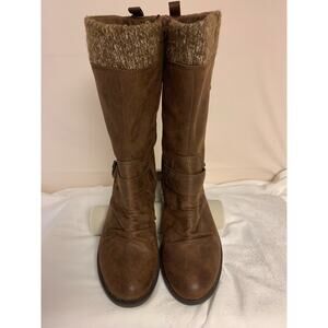 Baretraps Wylla Womens Boots Size 8M Distressed Brown Knit Cuff Mid Calf NWOB